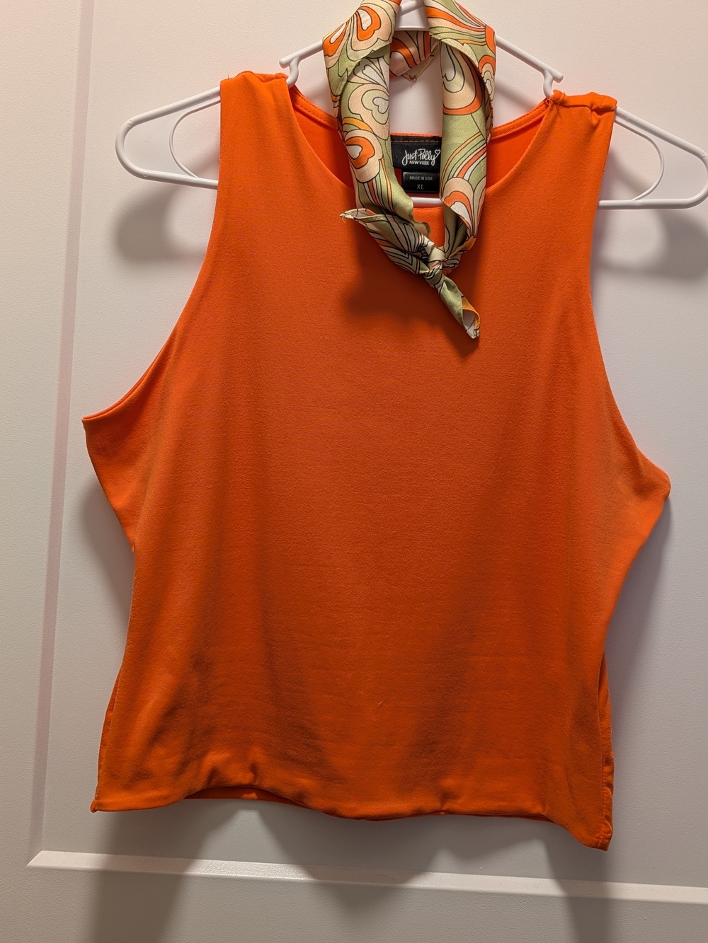 Bright Orange Sleeveless Women's Top with matching Bandana